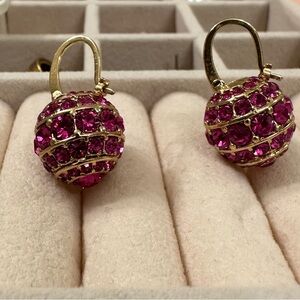 Kate Spade Elegant Gold and Pink Crystal Earrings (diameter around 1.2cm)